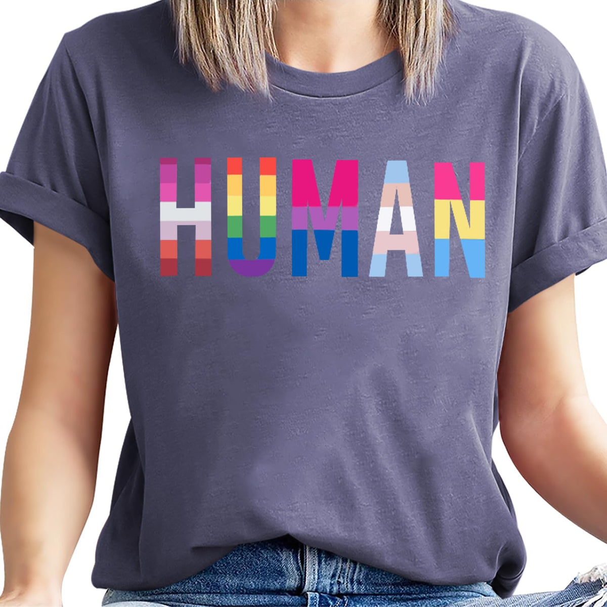 Pride Shirts Women Human Rainbow