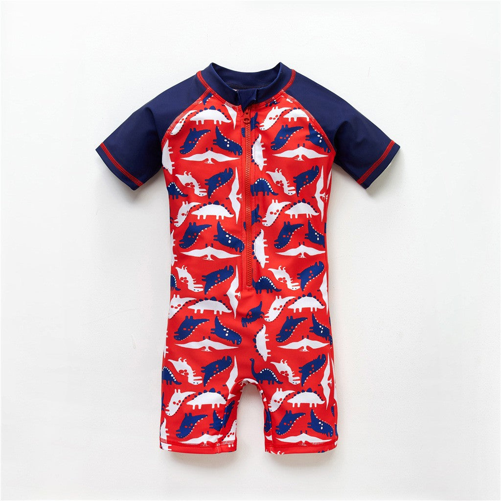 Traje de Baño de Una Pieza para Niños con Protección Solar y Diseño de Dibujos Animados