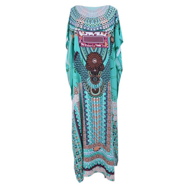 Plus Size Green Patterned Beach Wrap