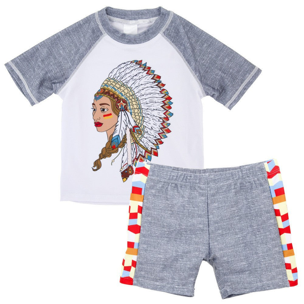 Traje de Baño de Una Pieza para Niños con Protección Solar y Diseño de Dibujos Animados