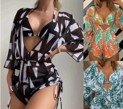 Conjunto de Traje de Baño de Tres Piezas con Falda para Mujer 2026