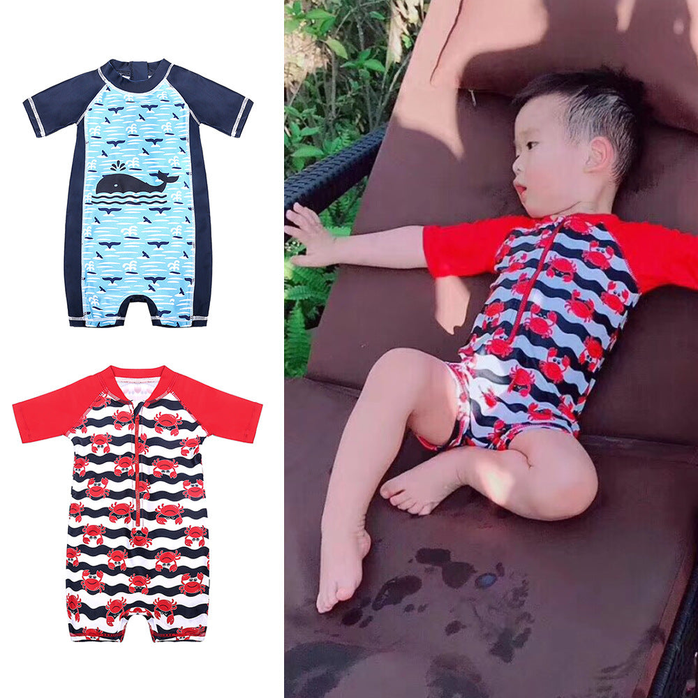 Traje de Baño de Una Pieza para Niños con Protección Solar y Diseño de Dibujos Animados